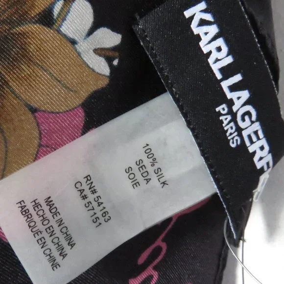 Karl Lagerfeld Black Silk Floral Scarf/Wrap - Picture 5 of 13